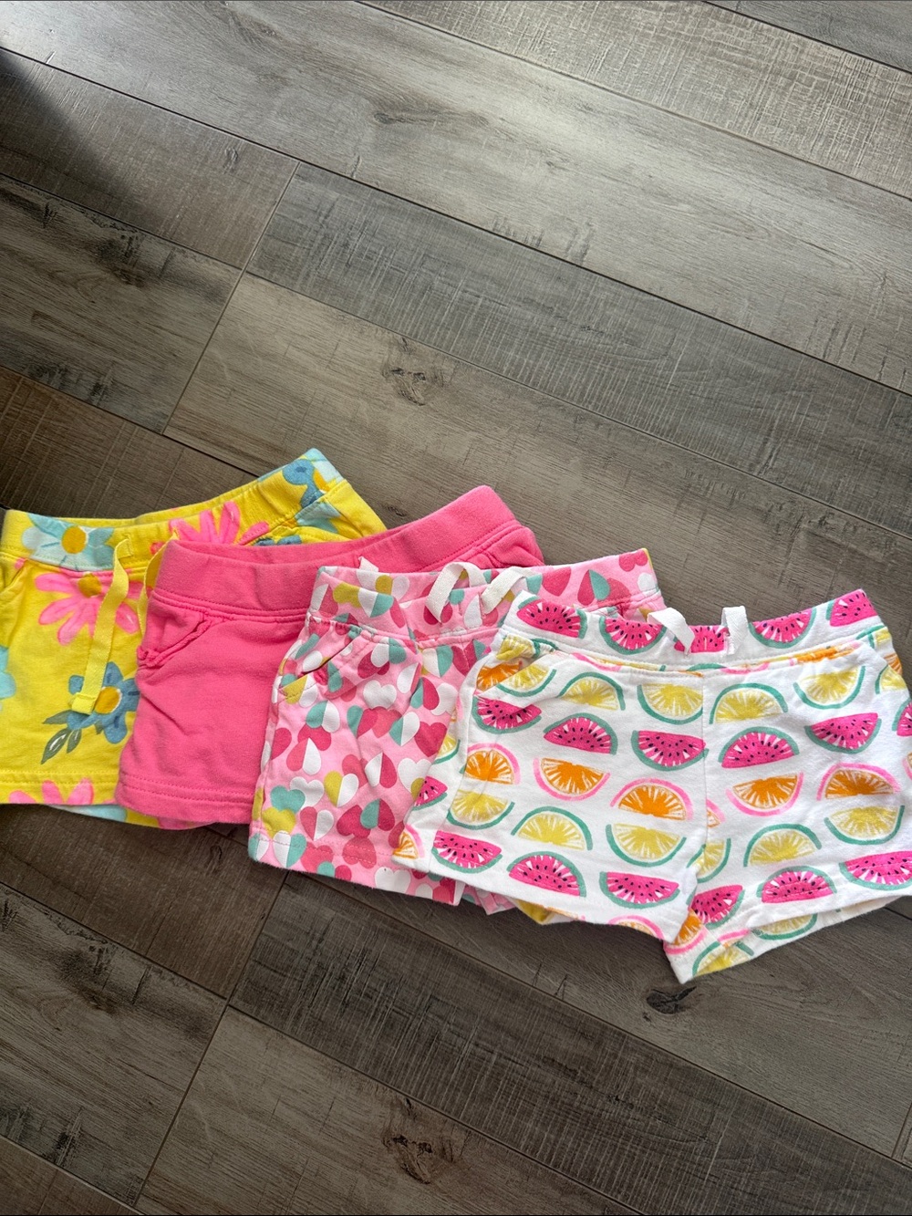 Carter's Girls' Pink, Yellow & White Cotton Shorts Set of 4